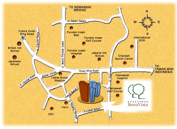 Location Map of Bona Vista Apartments in South Jakarta