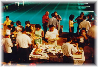 Poolside barbeques are a favorite pastime for residents